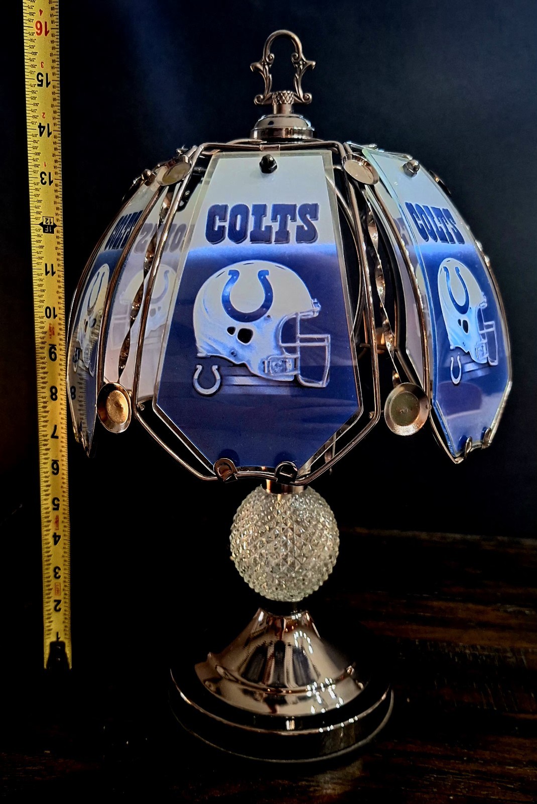 16″ NFL INDIANAPOLIS COLTS TOUCH LAMP Glass/metal Panels – Man Cave/Bar/Football