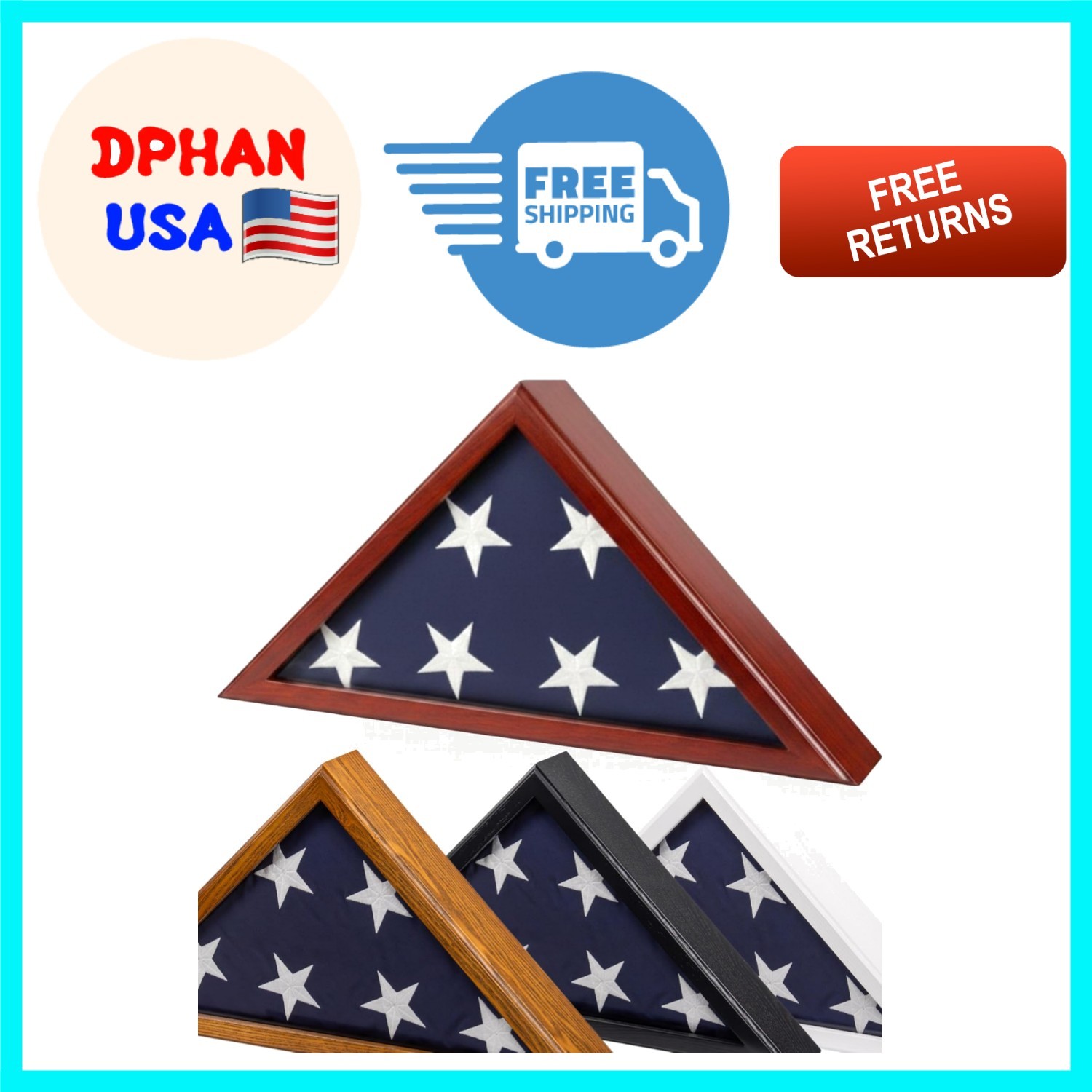 Secure Glass Front Flag Display Case for Veterans – Elegant Mahogany Finish