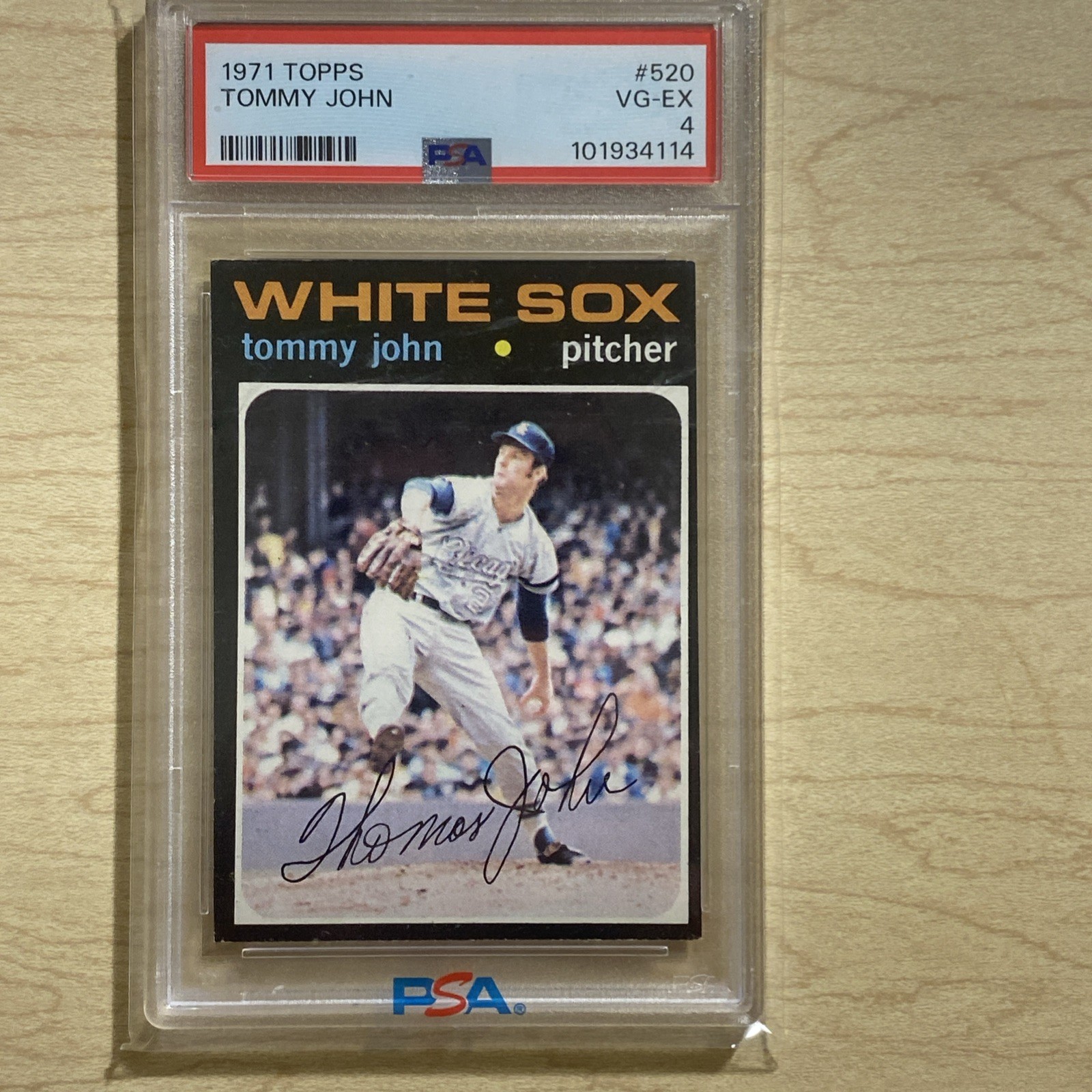 1971 Topps Tommy John #520 PSA 4 VG-EX White Sox Pitcher Offers Welcome