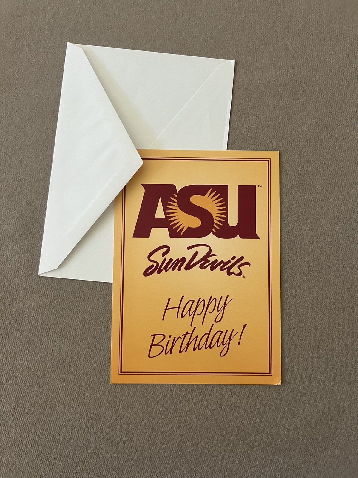 NCAA ASU “Sun Devils” Birthday Card Made By Bernie Kosar Greeting Card Co., New!