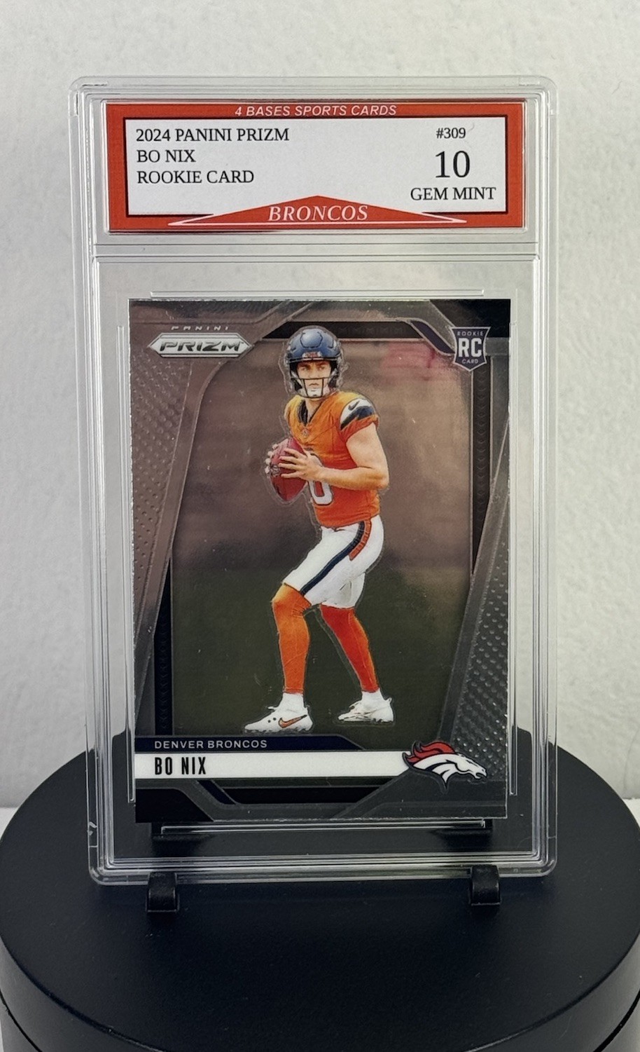 2024 Panini Prizm Bo Nix Denver Broncos Rookie Card #309 Gem Mint 10