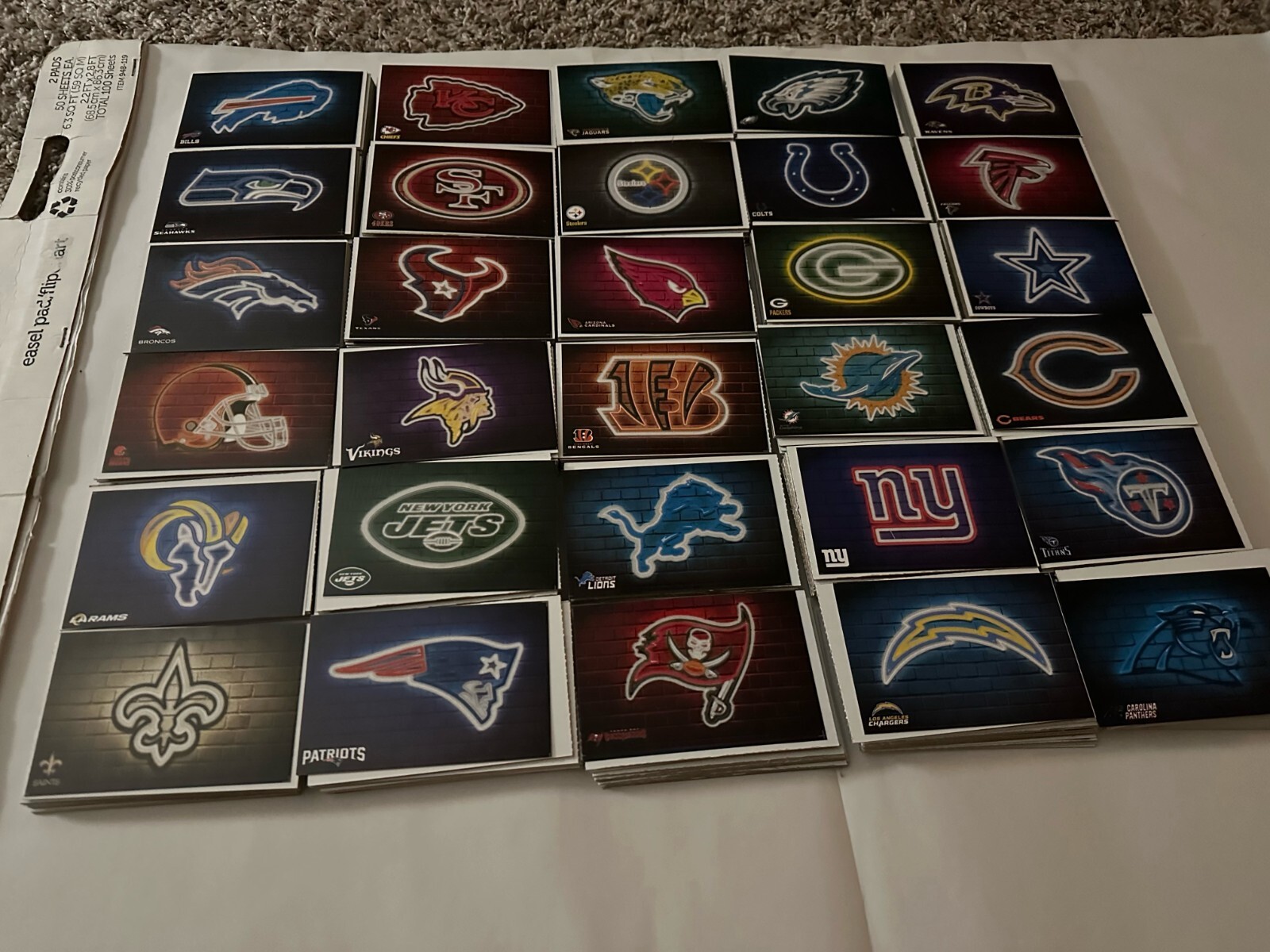 NFL Neon Design Logo Sticker Pick Your Team 30 Teams Free Shipping (3X4.5in)