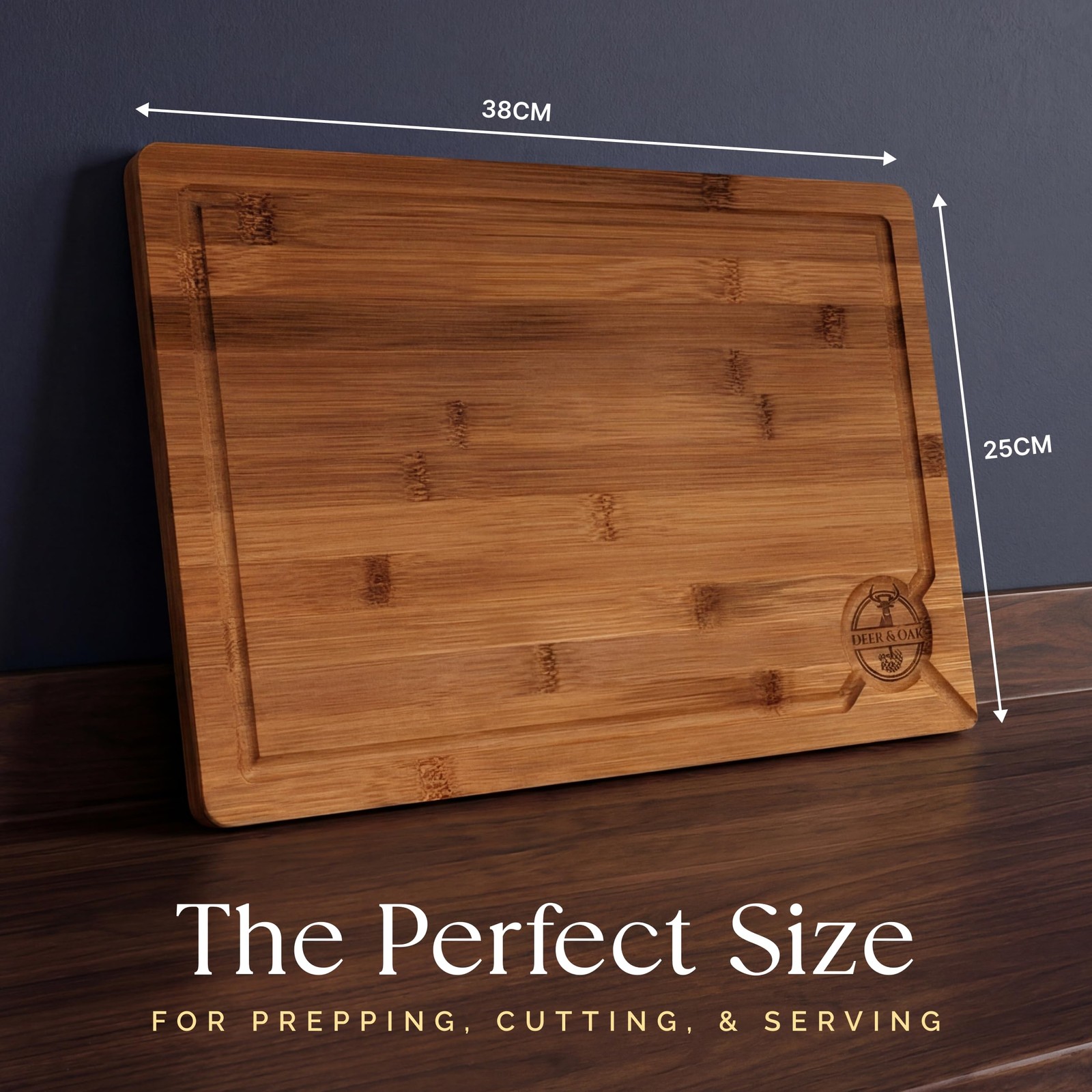 Deer & Oak Large Carbonized Cutting Board 15″ x 9.8″ x 0.8″, Large, Natural