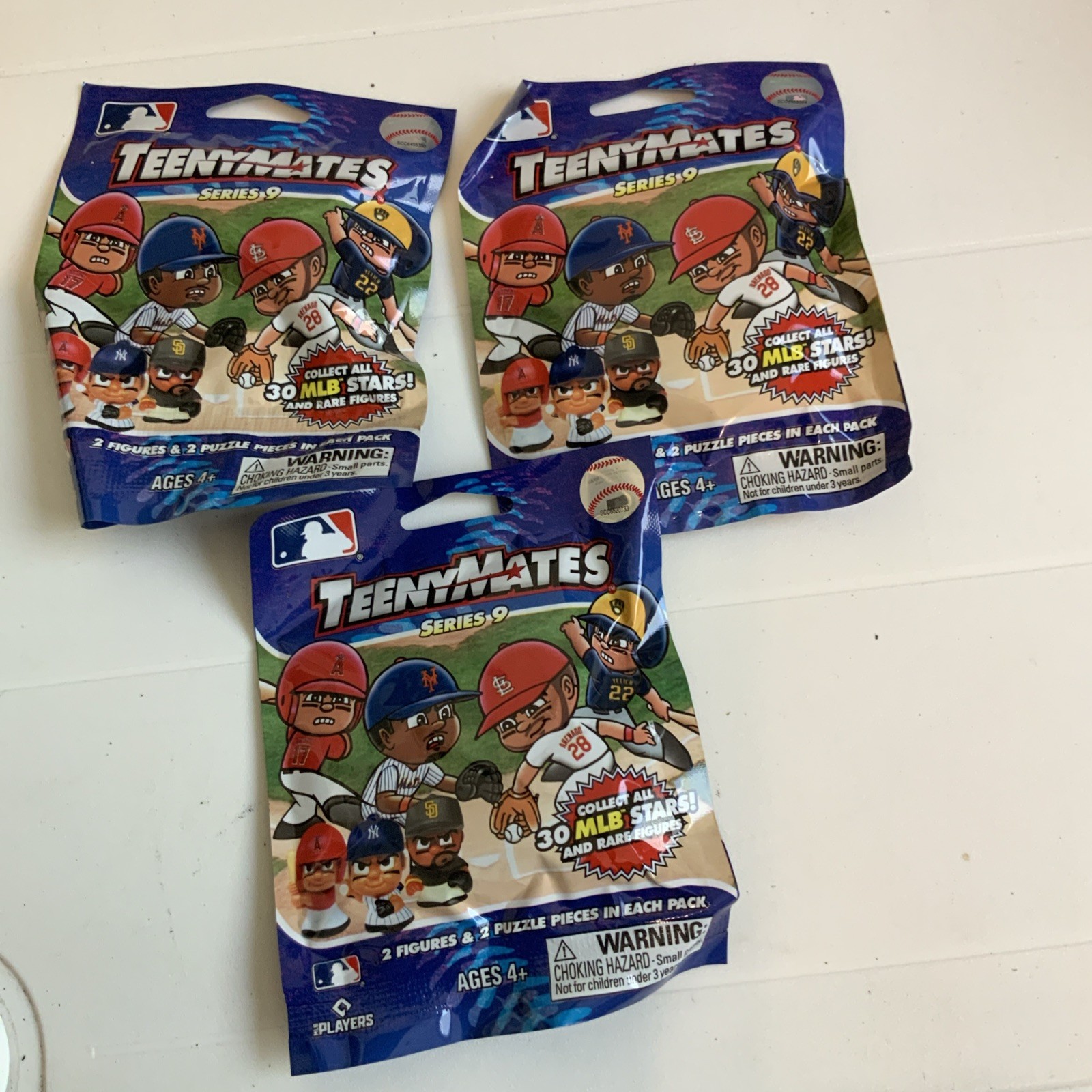 3x Party Animal TeenyMates MLB Mini Figurine Blind Bag Pack Series 9