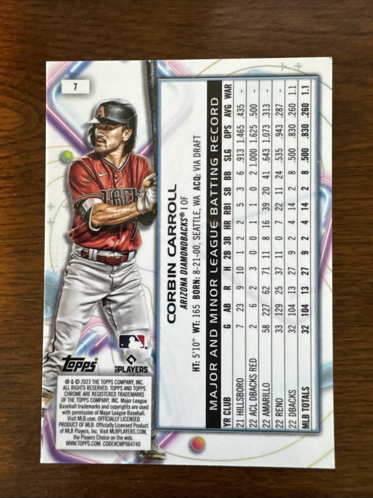 2023 Topps Cosmic Chrome – Corbin Carroll #7 (RC)