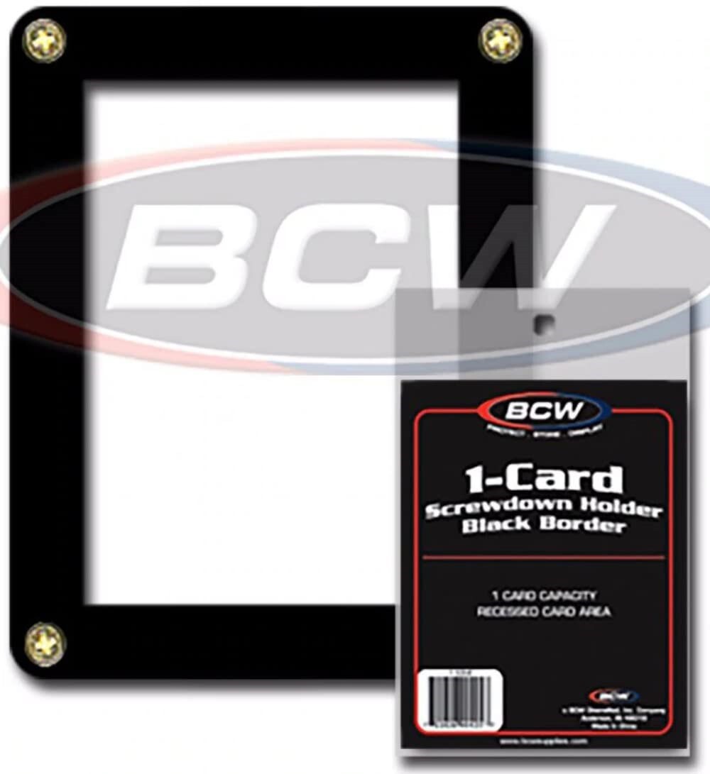 1 Card Screwdown Holder Black Border Holds Regular Size Card Brass Screws By BCW