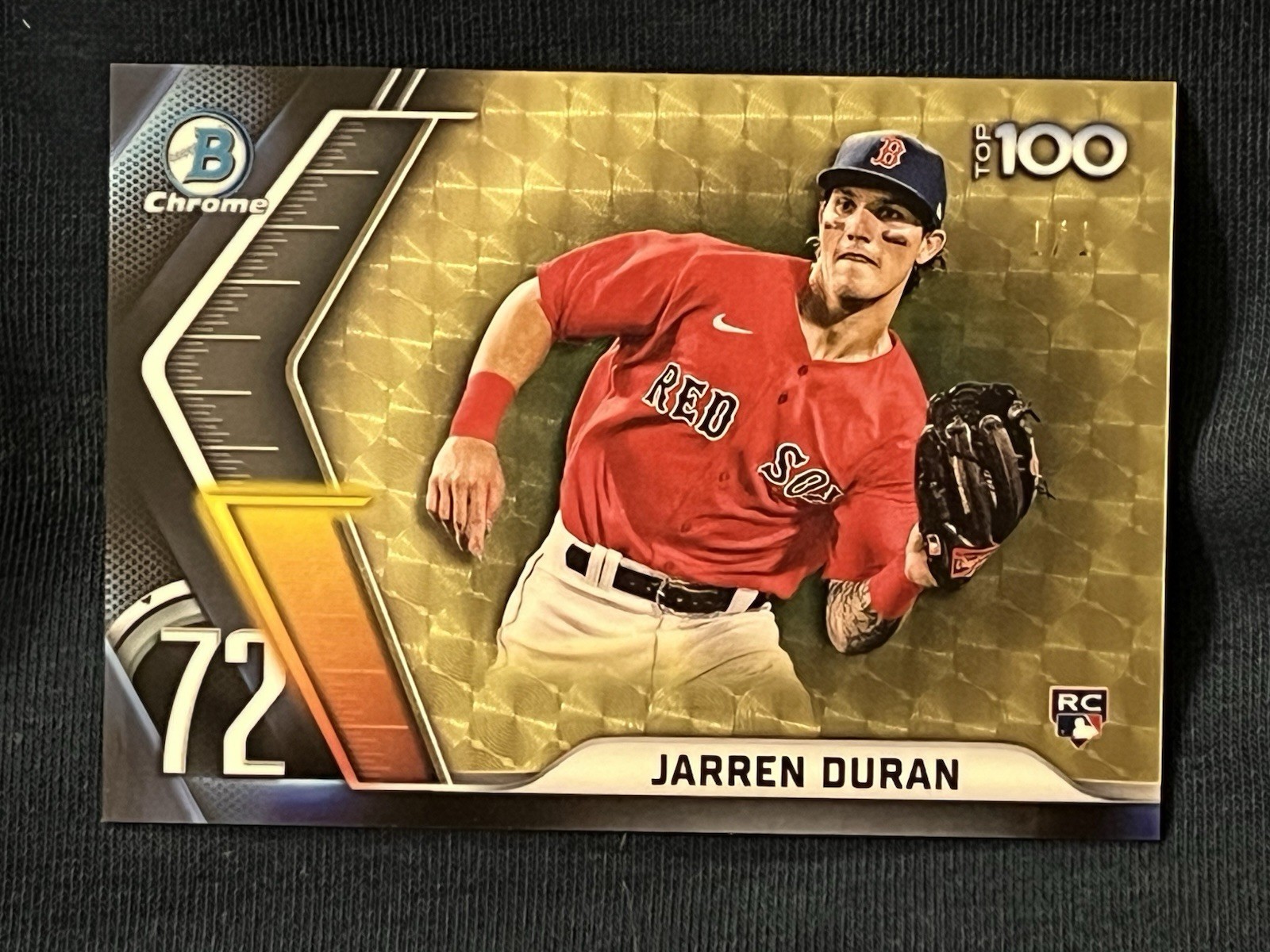 2022 Bowman Top 100 Jarren Duran #BTP-72 Gold SuperFractor 1 /1 Rookie REDSOX