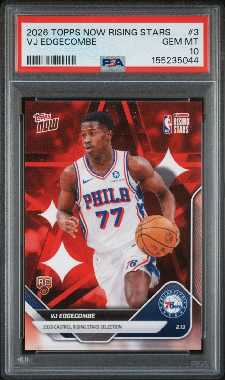 PSA 10 2026 Rising Stars NBA Topps Now VJ EDGECOMBE #RS3 PSA 10💎
