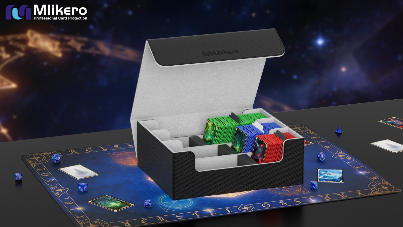 Trading Card Storage Box 4 Row Large Capacity 2400 Cards Magnetic Closure Divide