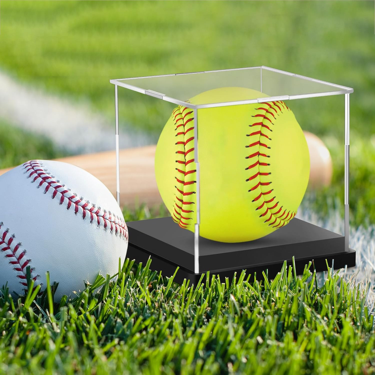 1PCS Softball Display Case Acrylic Clear Display Box Baseball Tennis Golf Protec
