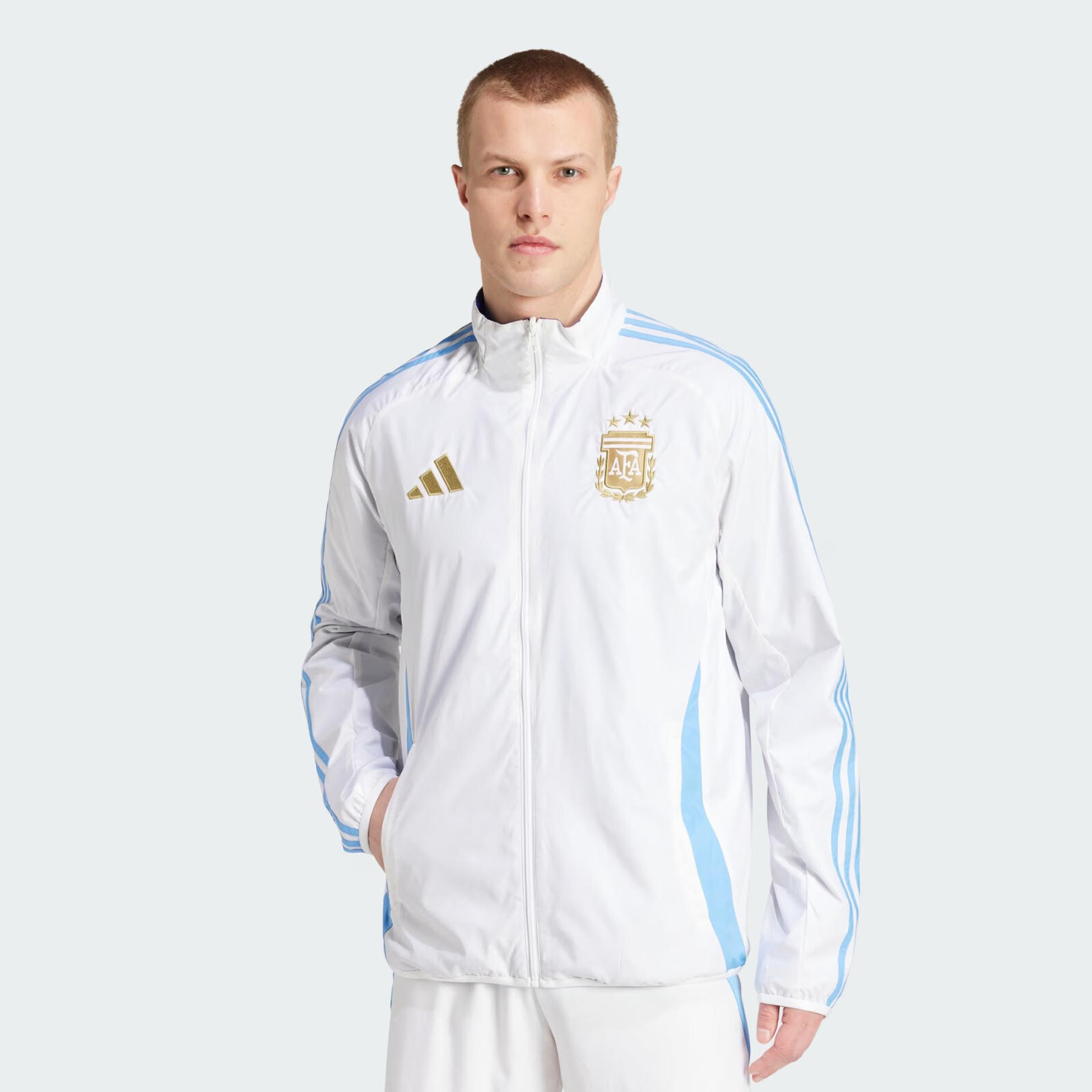 NWT Adidas Men’s Argentina Reversible Anthem Jacket IW0219 White/Lucid Blue