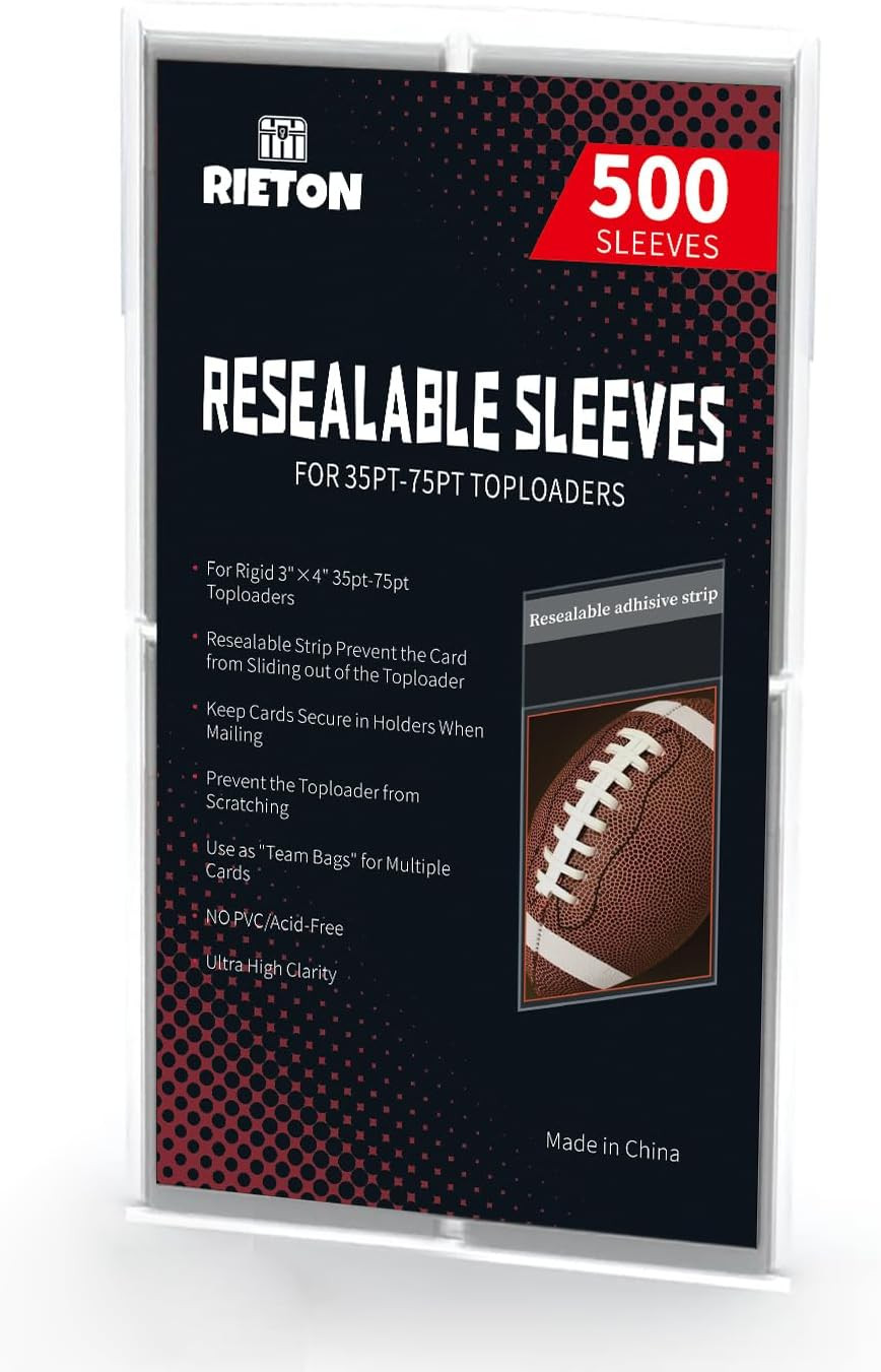 Toploader Sleeves – Resealable Team Bags for 35-75PT Top Loader Cards (500Pcs)