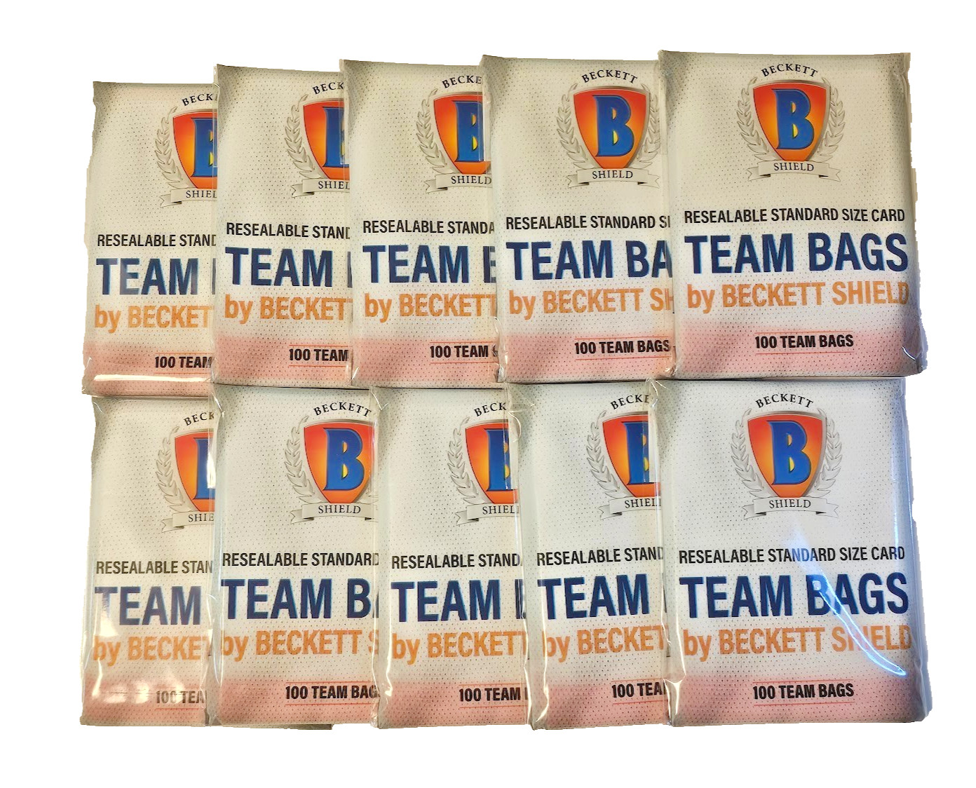 Beckett Shield Team Bags Resealable Sleeves – 10 Packs of 100ct Bags