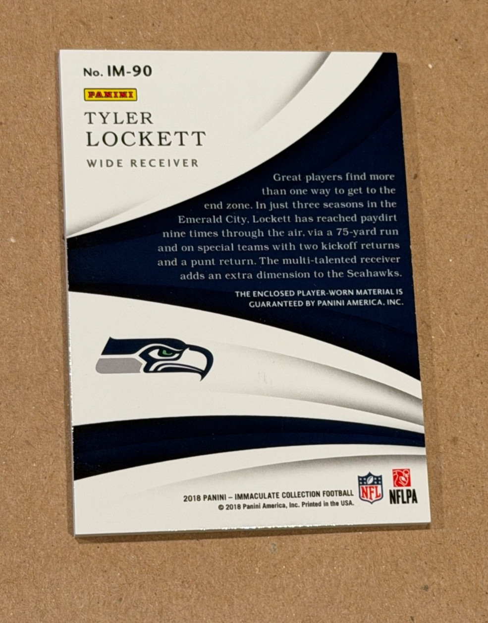 Tyler Lockett 2018 Immaculate NFL Shield Logo Patch Seahawks 🔥🔥🔥 1/1