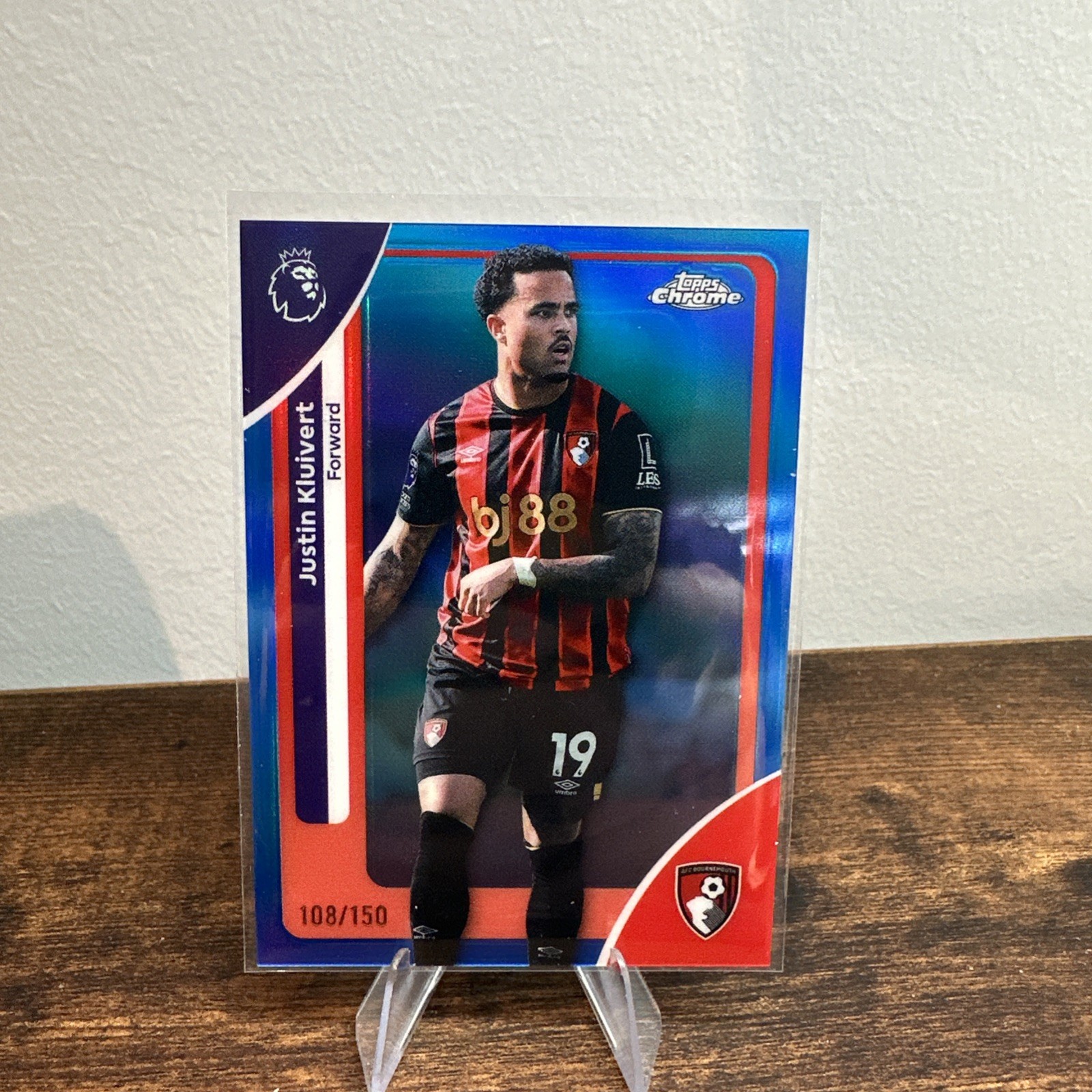 Justin Kluivert 2025-26 Topps Chrome Premier League Blue Refractor /150 #1