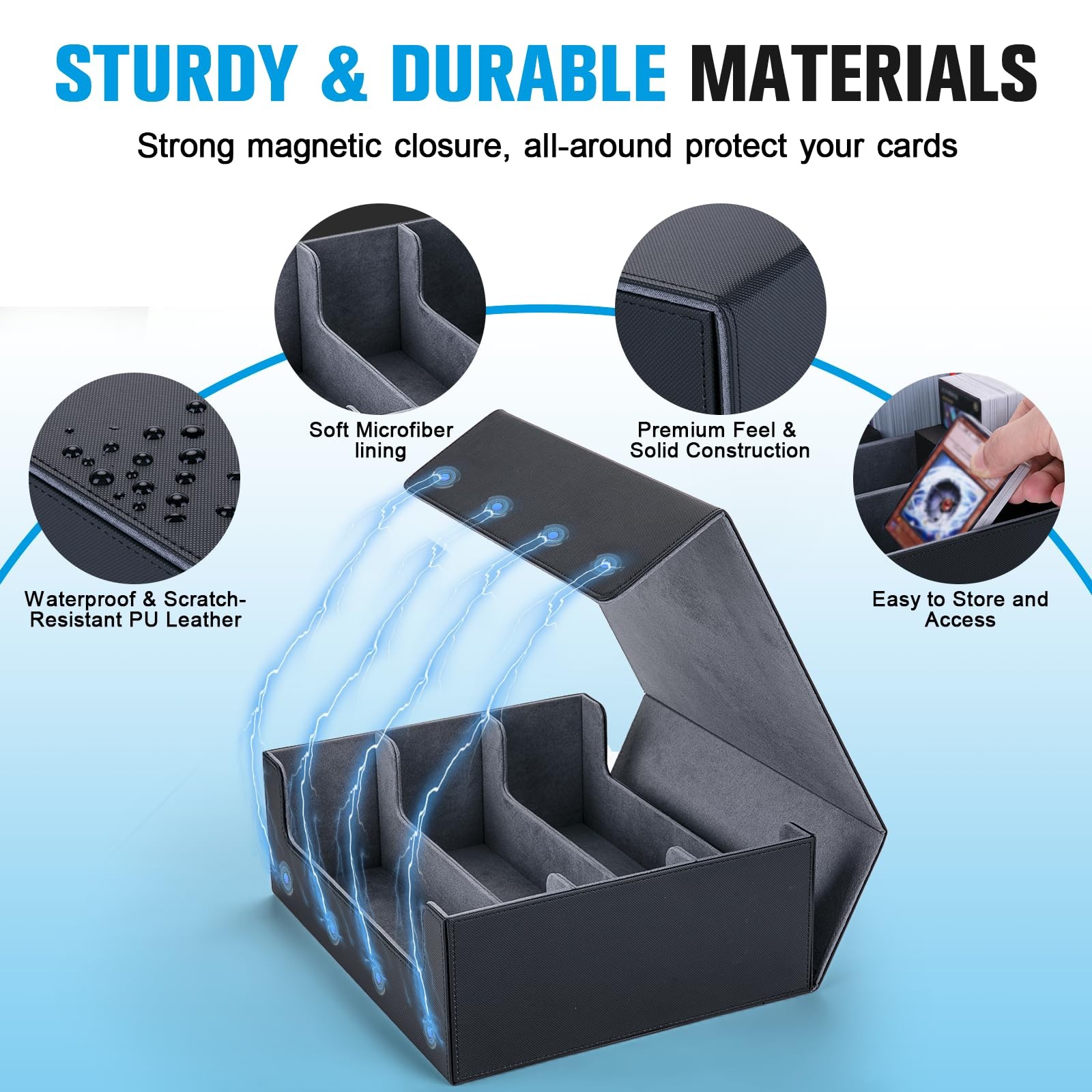 Trading Card Storage Box with 12 Dividers and 6 Foam Stoppers, Large Capacity…