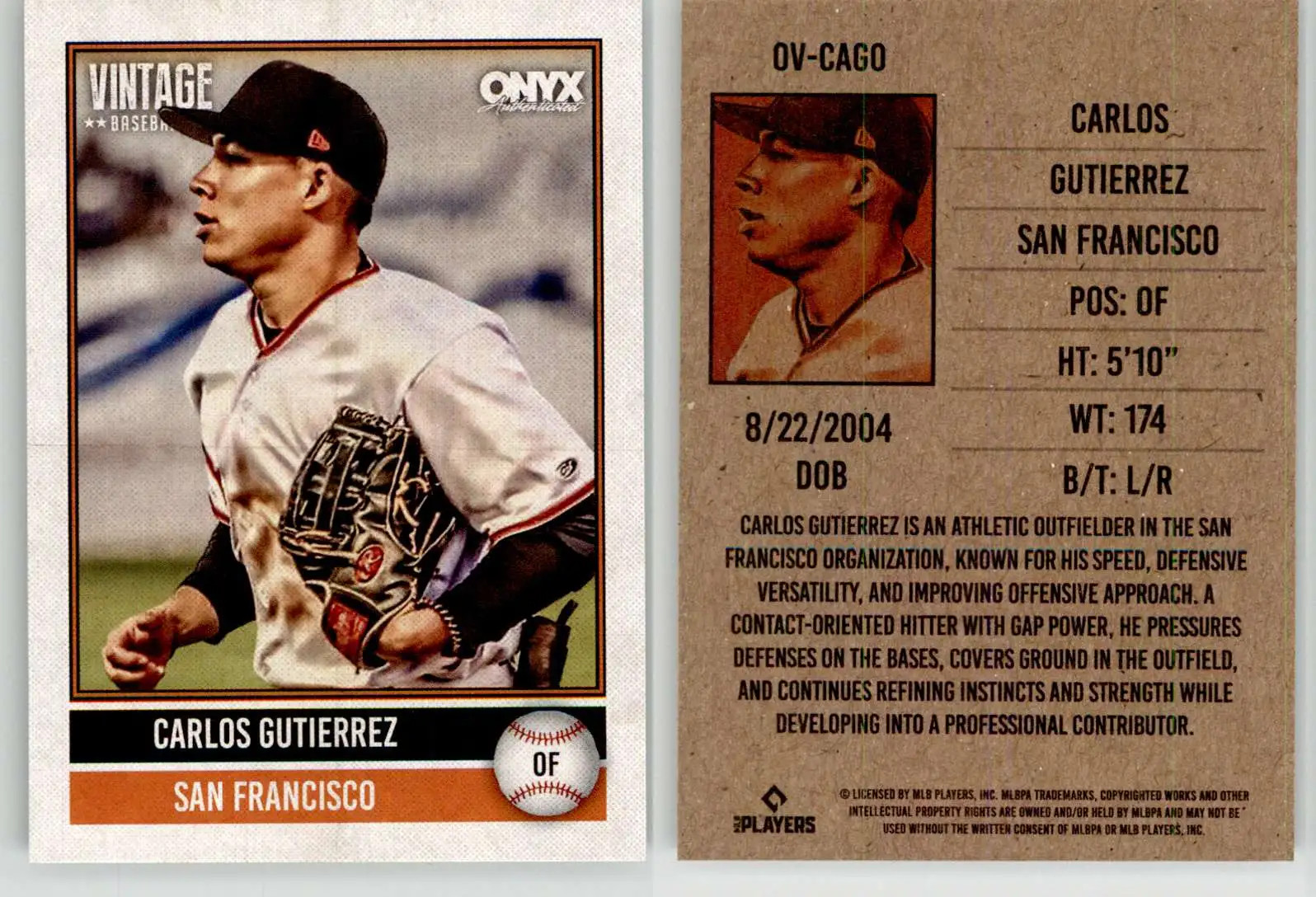 Carlos Gutierrez 2026 ONYX Vintage Baseball OV-CAGO Giants