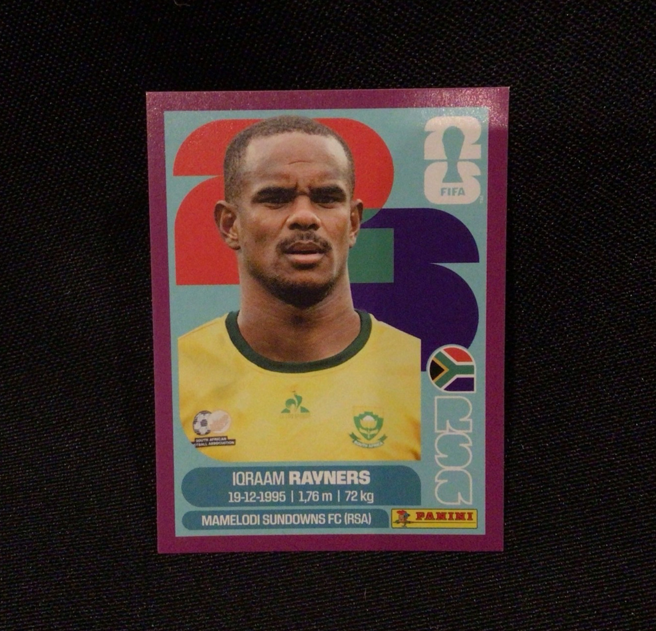 2026 Panini World Cup IQRAAM RAYNERS Purple Border Parallel Sticker RSA18