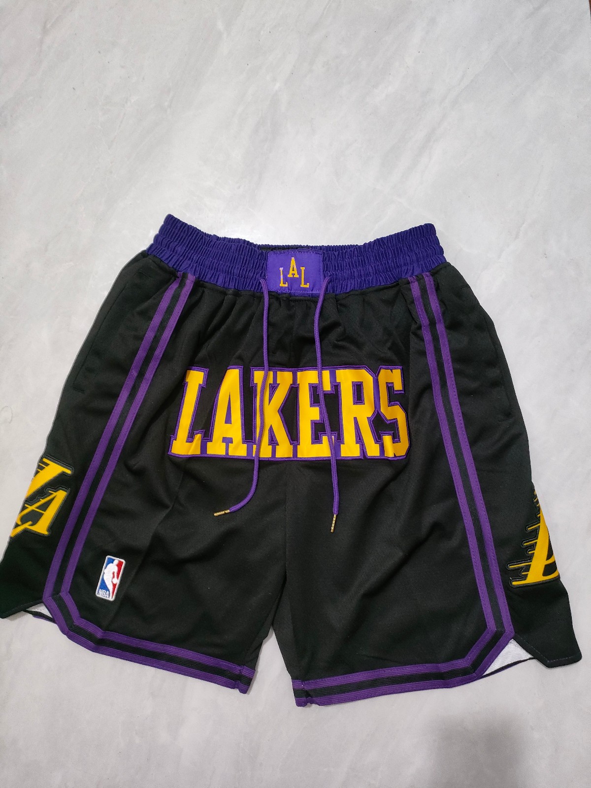 New Los Angeles Lakers Men Black Pockets stitched Shorts Size US