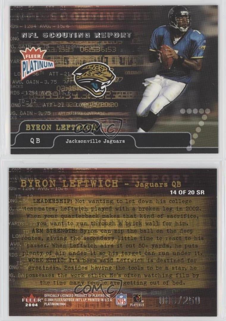 2004 Fleer Platinum Scouting Report 86/250 Byron Leftwich #14SR 0l1