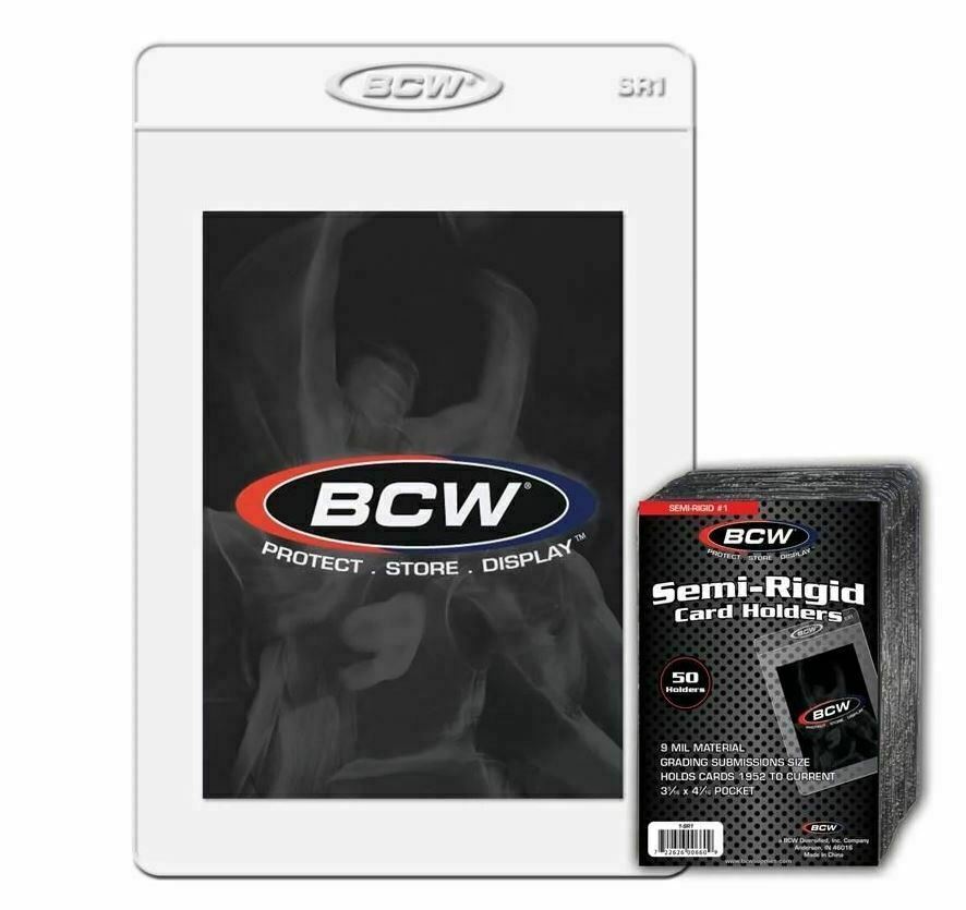 (50-Pack) BCW Size #1 Semi Rigid Trading Card Holders – Grading Submission Size