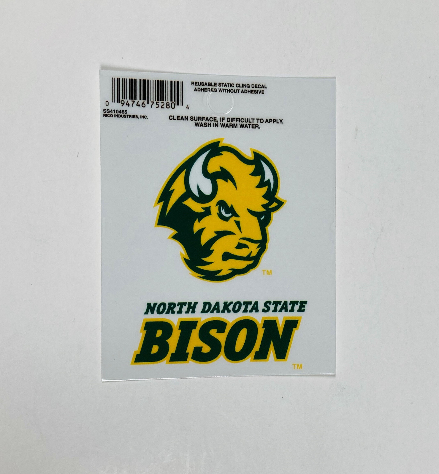 North Dakota State Bison Static Cling Sticker Window or Car! 3×4 Inches Head