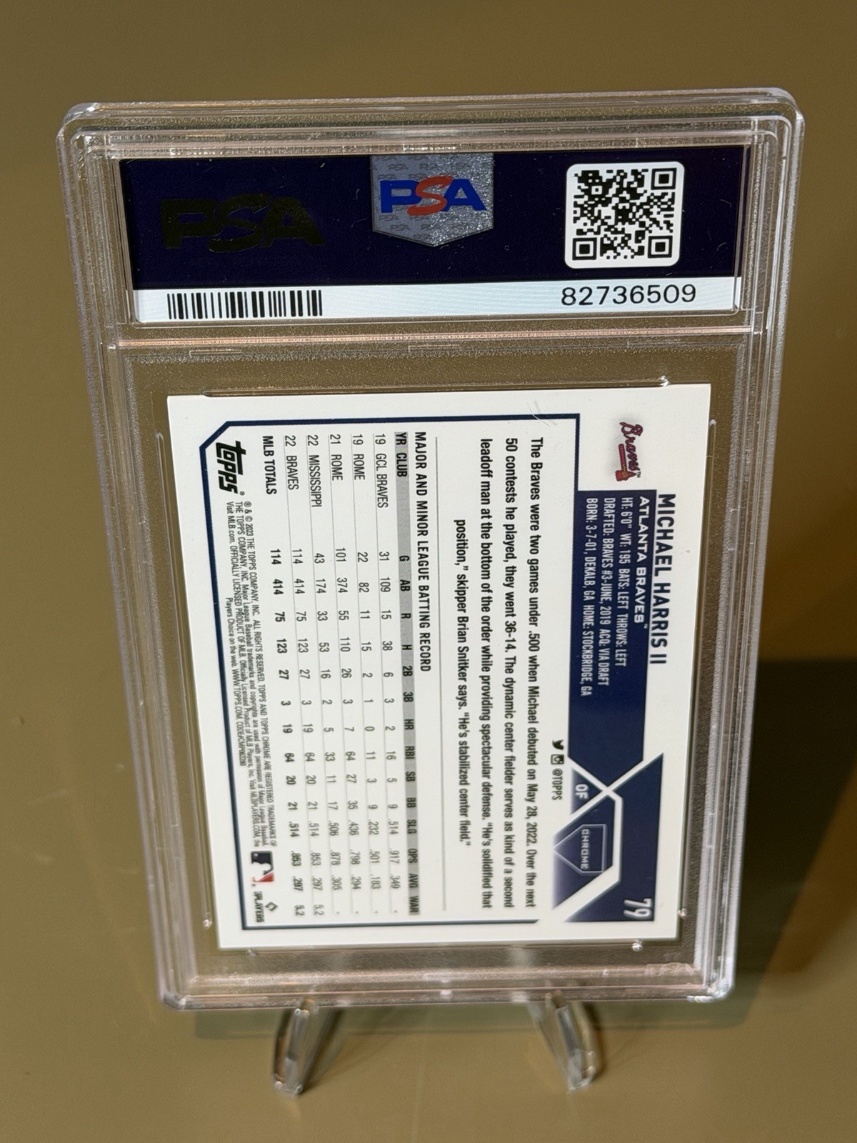 2023 Topps Chrome Logofractor – Michael Harris II #79 Yellow /75 PSA 10