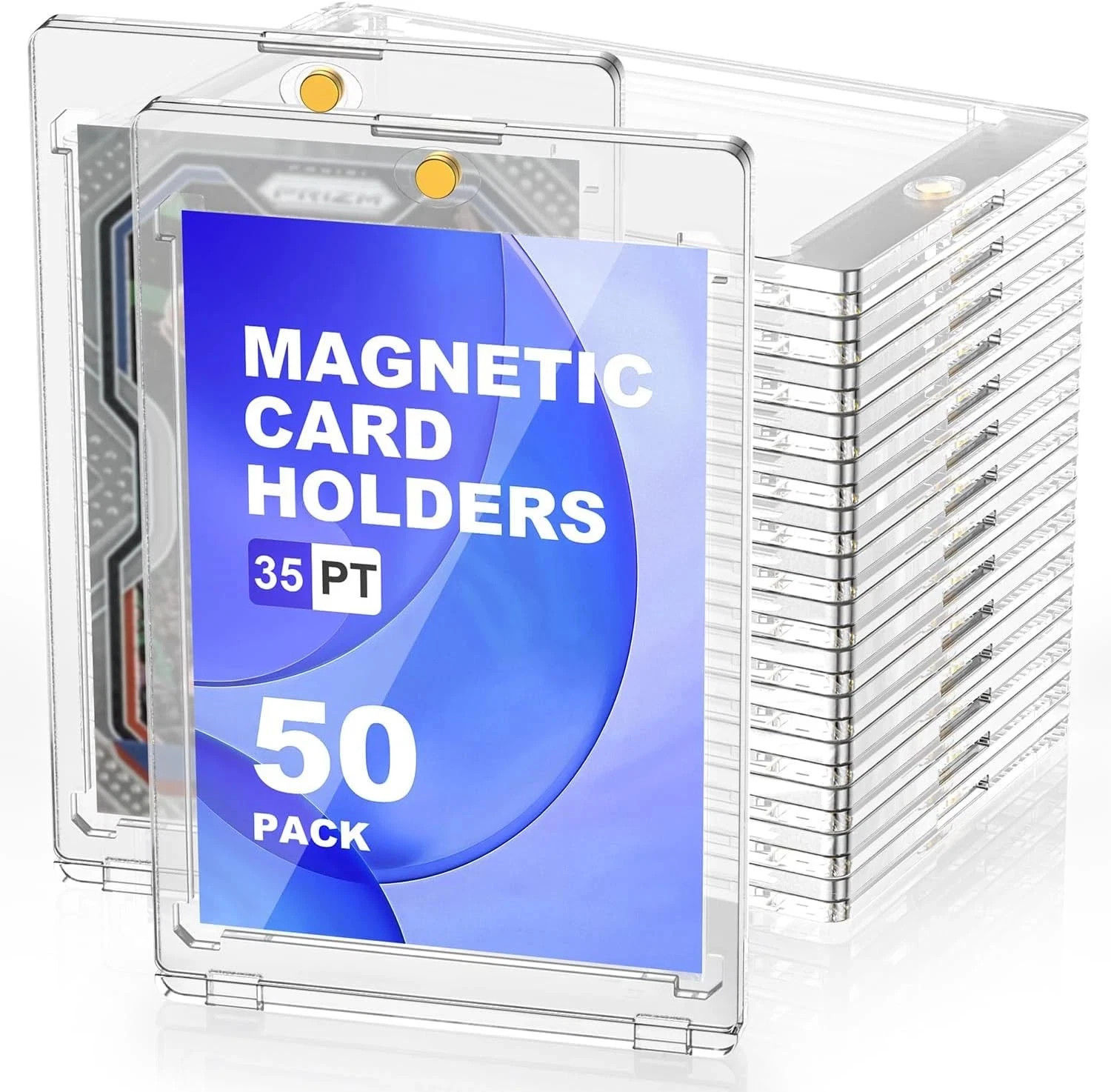 50-100PCS Magnetic Trading Sports Card Holders 35pt One-Touch Hard UV Protector
