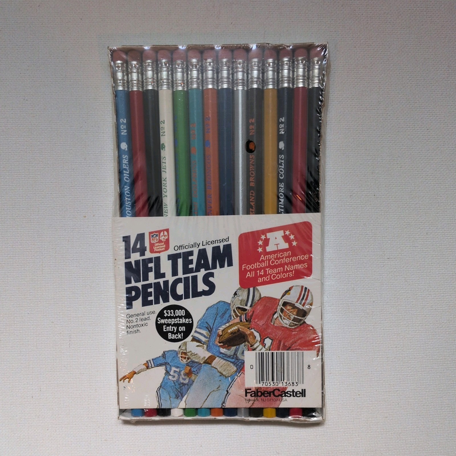 Vintage 70’s NFL Faber Castell Football Pencil Set NFC All 14 Teams 1977, NIP