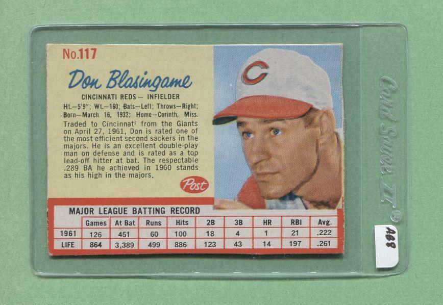 1962 Post #117 Don Blasingame (Reds) (AB8) Ex (Flat Rate Ship) A1