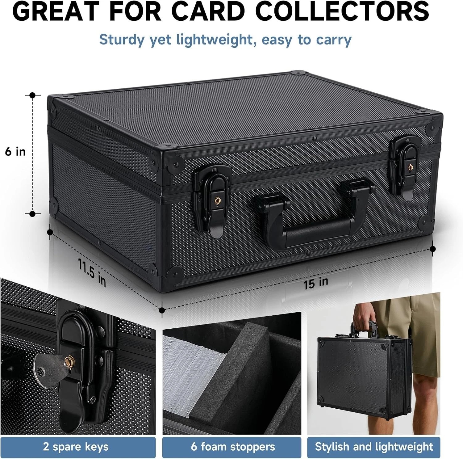 Large Capacity Trading Card Storage Box with Foam Stoppers//