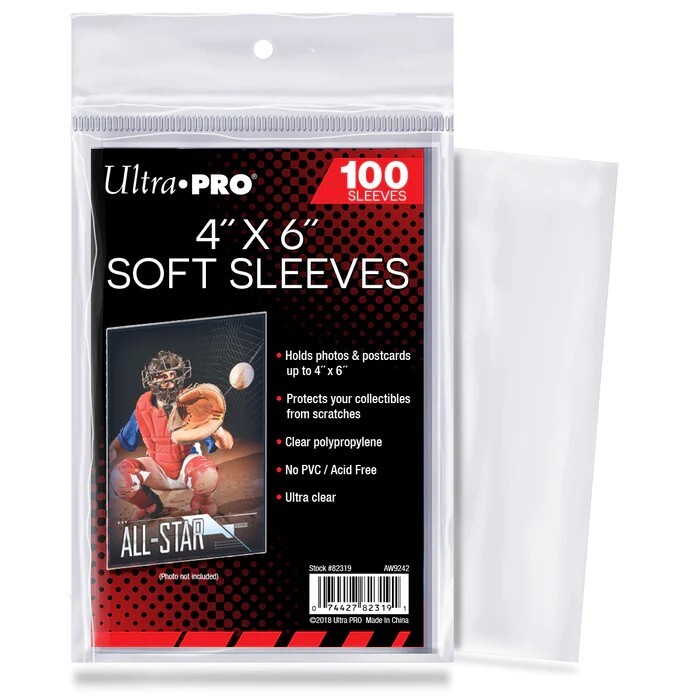 Ultra PRO 4X6 Inch Soft Sleeves~Photos, Sports Cards, Postcards 1 Pack of 100