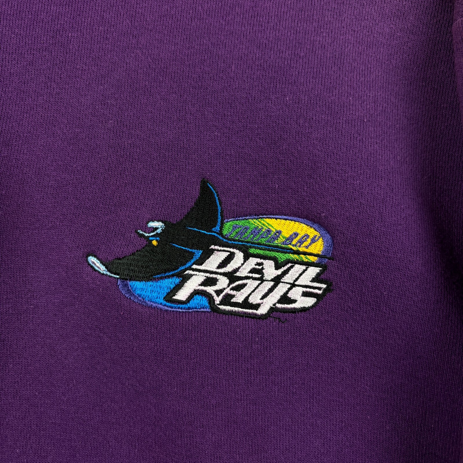 Vintage Tampa Bay Devil Rays Sweatshirt Mens XL Purple Henley Pullover 90s MLB