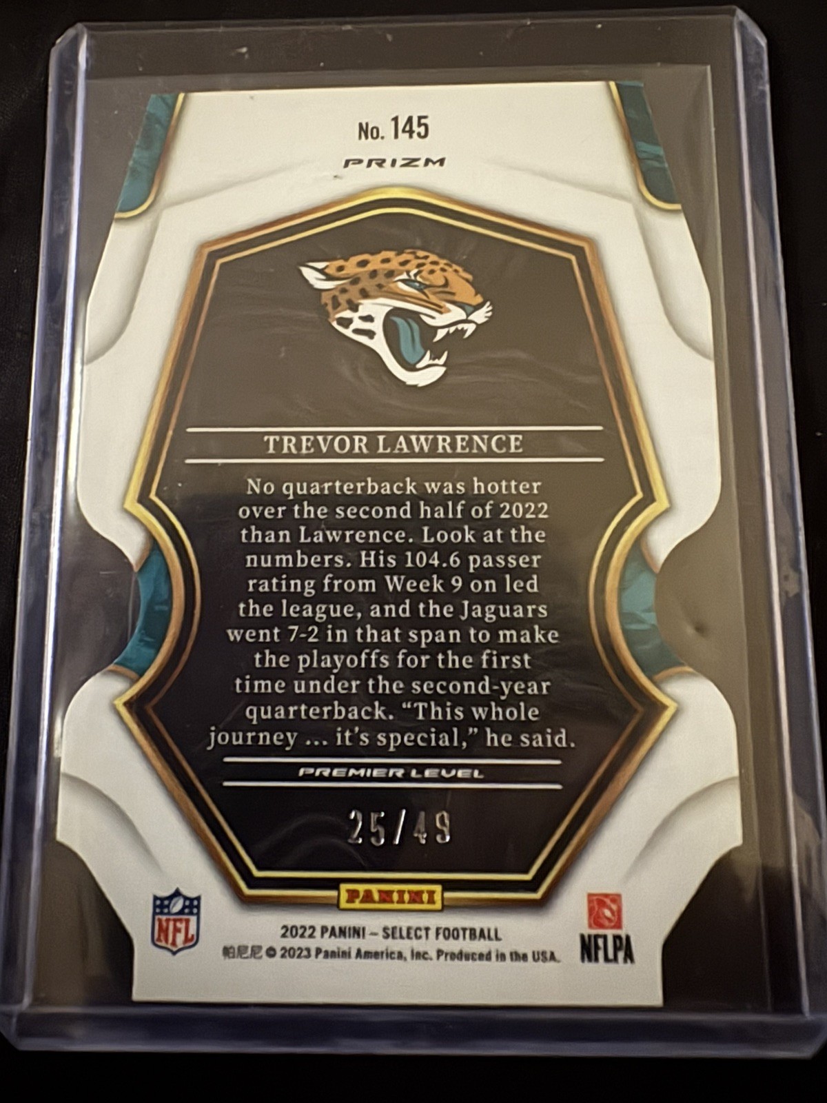 2022 Panini Select Premier Level Trevor Lawrence Jaguars White Die-cut /49