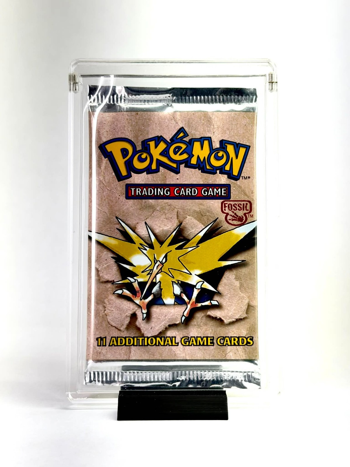 Premium Pokémon Booster Pack Acrylic Display Case with Sleeve & Black Stand