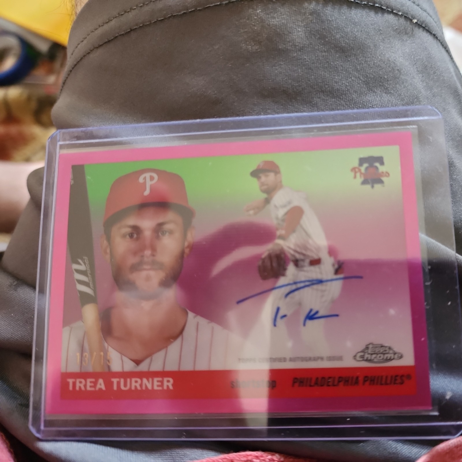 2025 Topps Chrome Platinum Anniversary Trea Turner auto /15 Pink