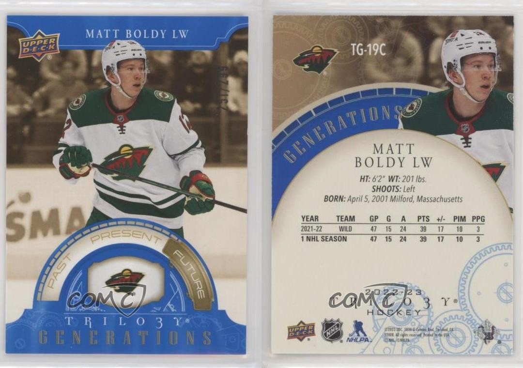 2022-23 Upper Deck Trilogy Generations Blue 251/299 Matt Boldy #TG-19C 14sr