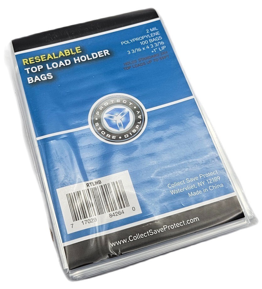 (300-Count) CSP Resealable Topload Holder Bags – Bags Fit Single Toploaderss