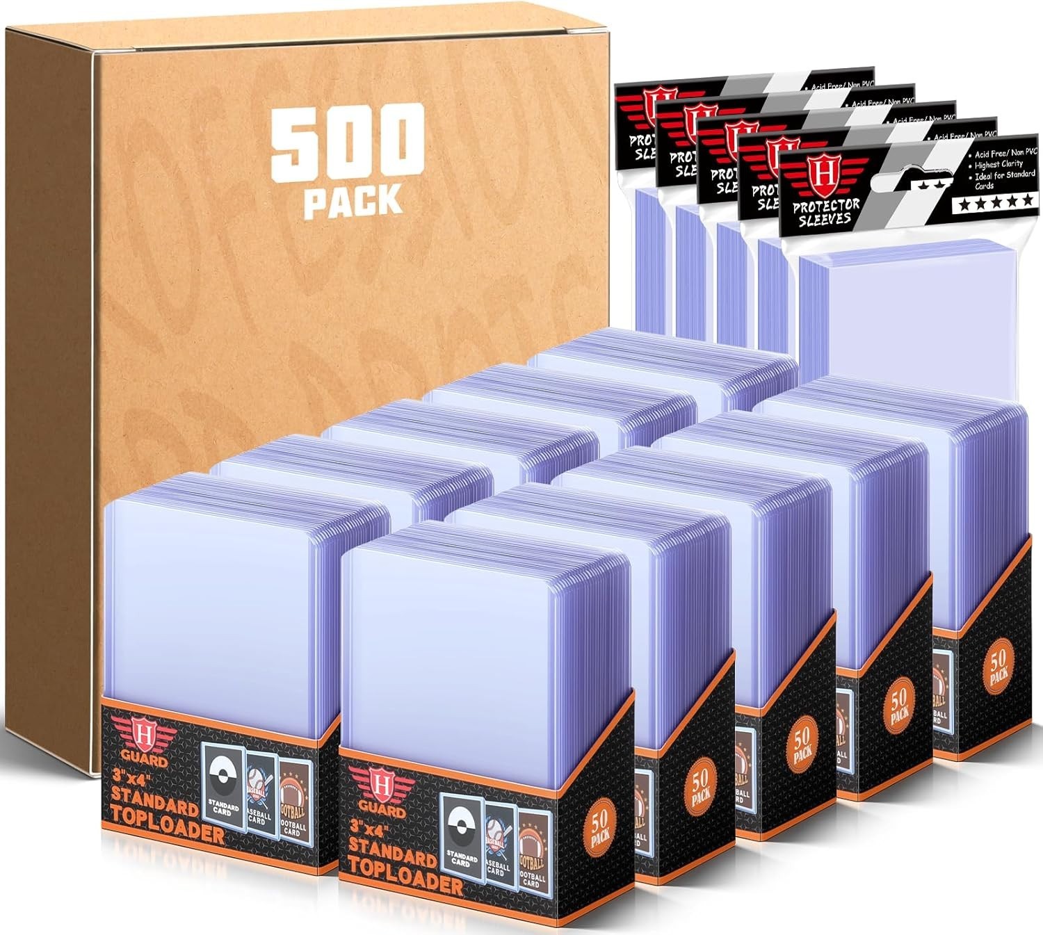 Durable 1000 PCS TopLoaders & Soft Sleeves for Safe Card Storage – Clear Design