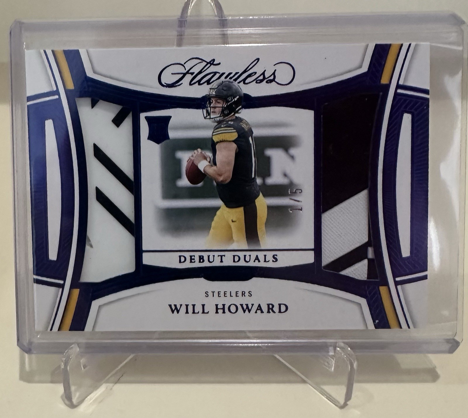 2025 Flawless Will Howard Debut Duals SAPPHIRE 1/5🚨Steelers Rookie🚨eBay 1/1