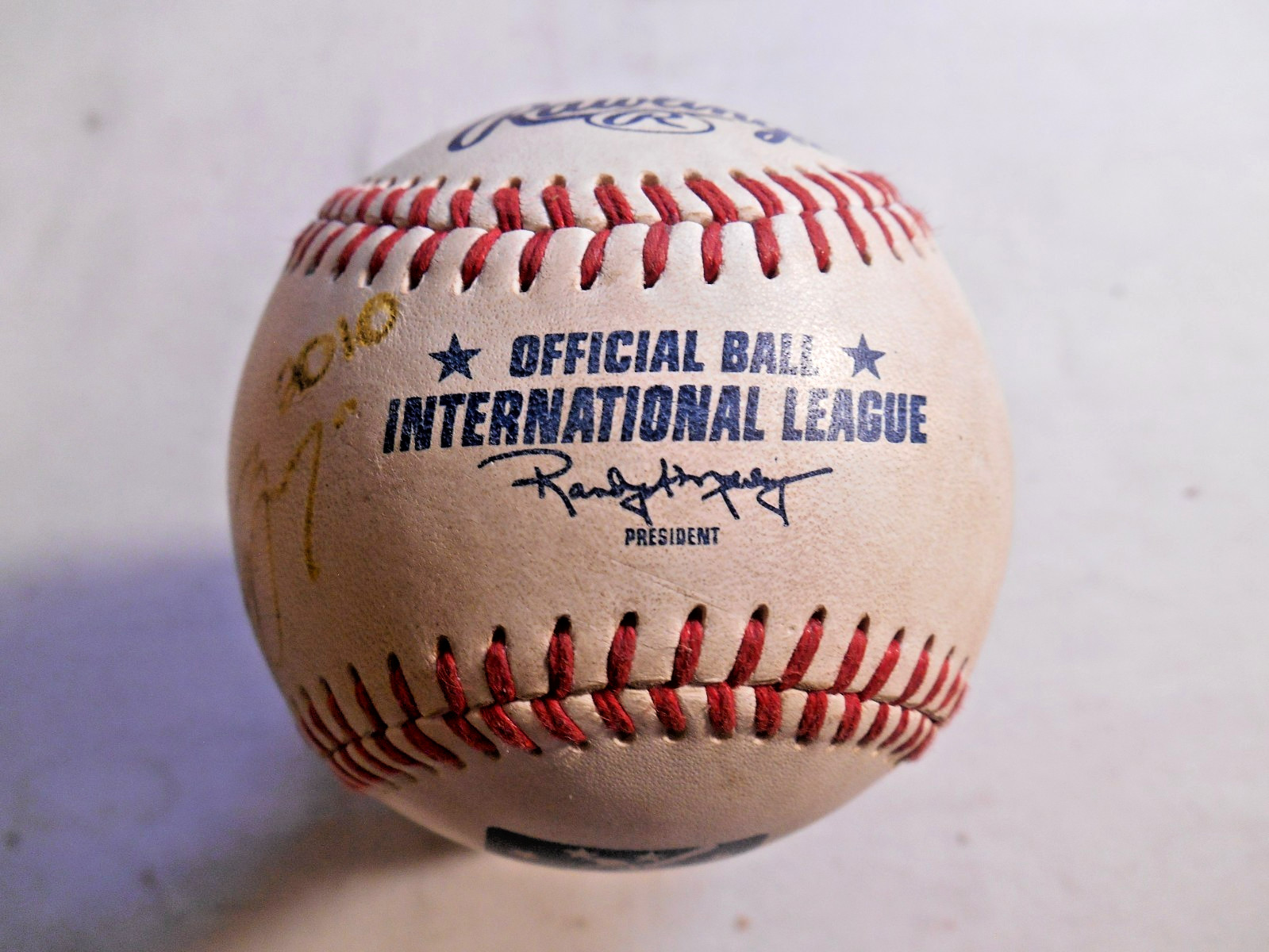 Signed Baseball From Unknown Player 2010 Official Ball International League