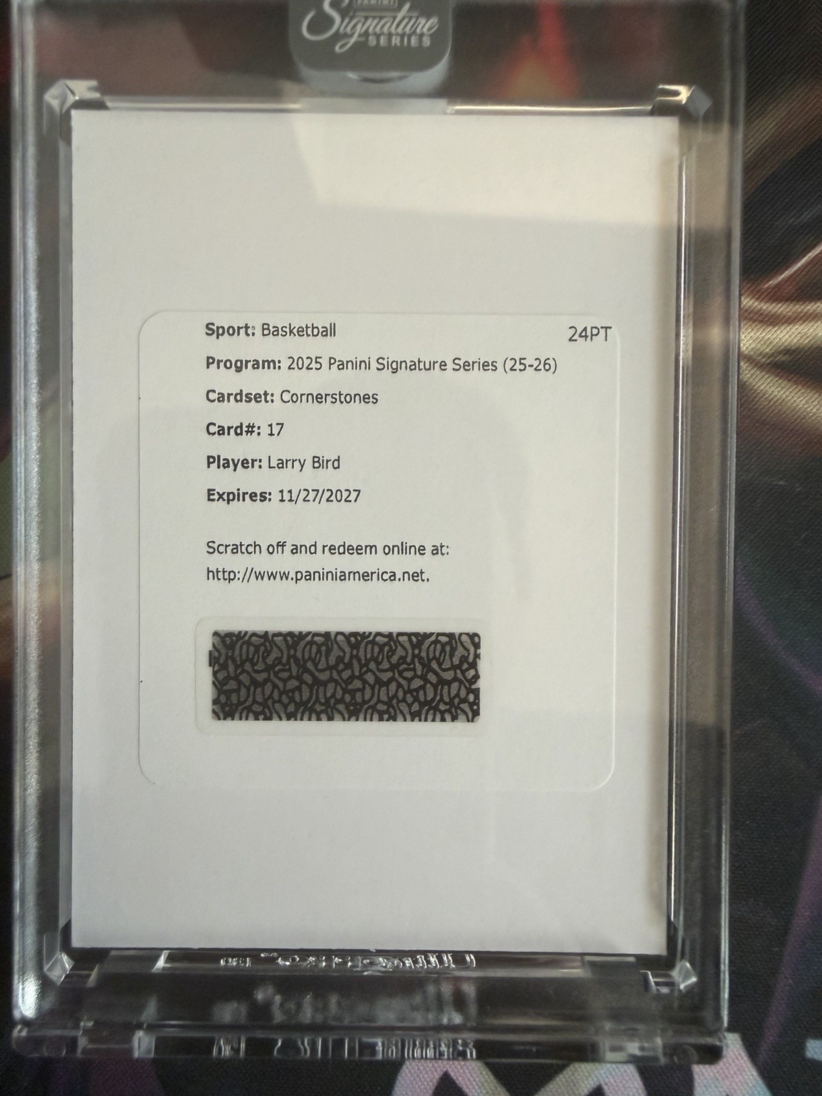 Panini 2025 Signature Series Cornerstones Larry Bird #17 Redemption 24 Pt