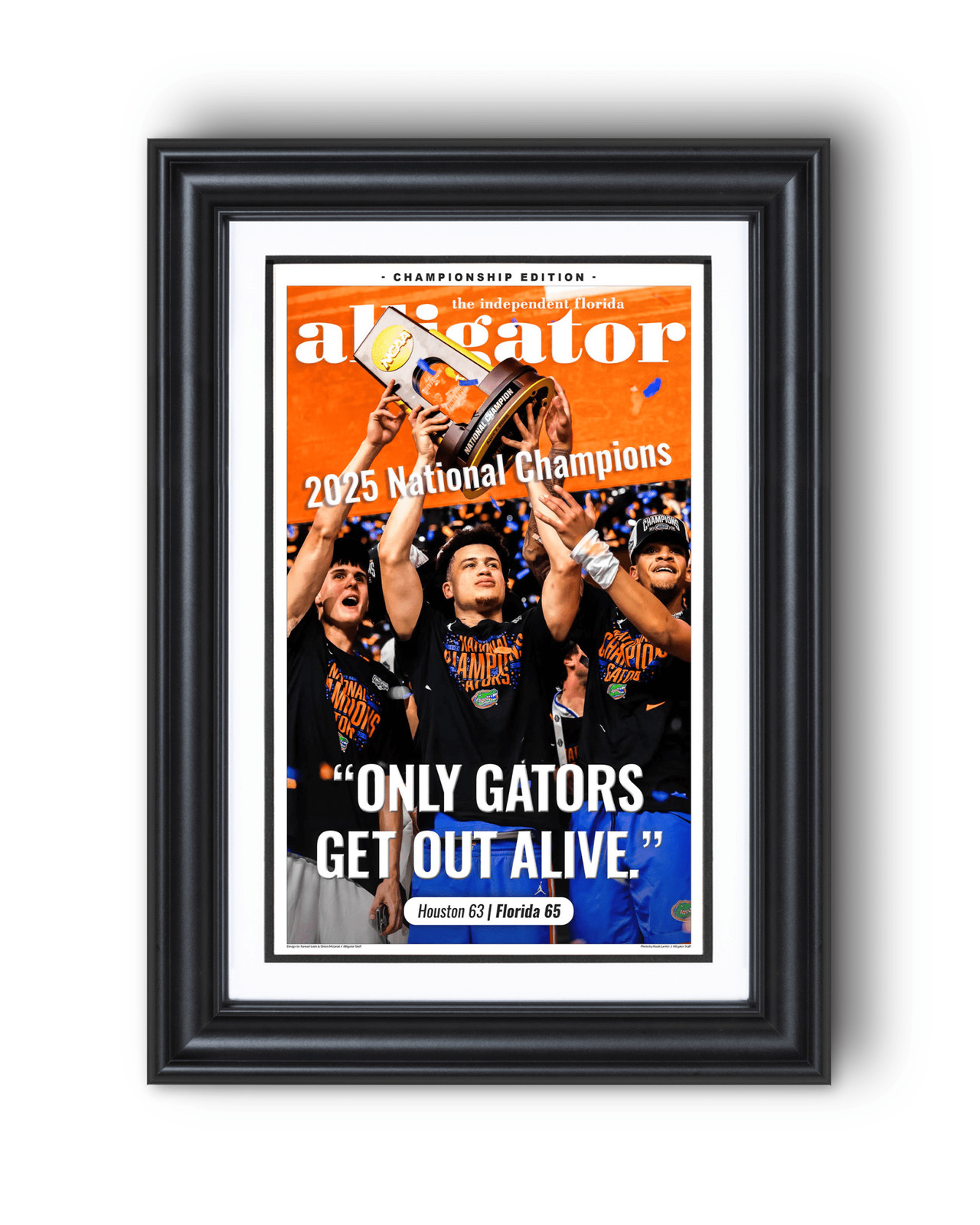 2025 Florida Gators NCAA Champions – “Only Gators Get Out Alive” Framed Alligato