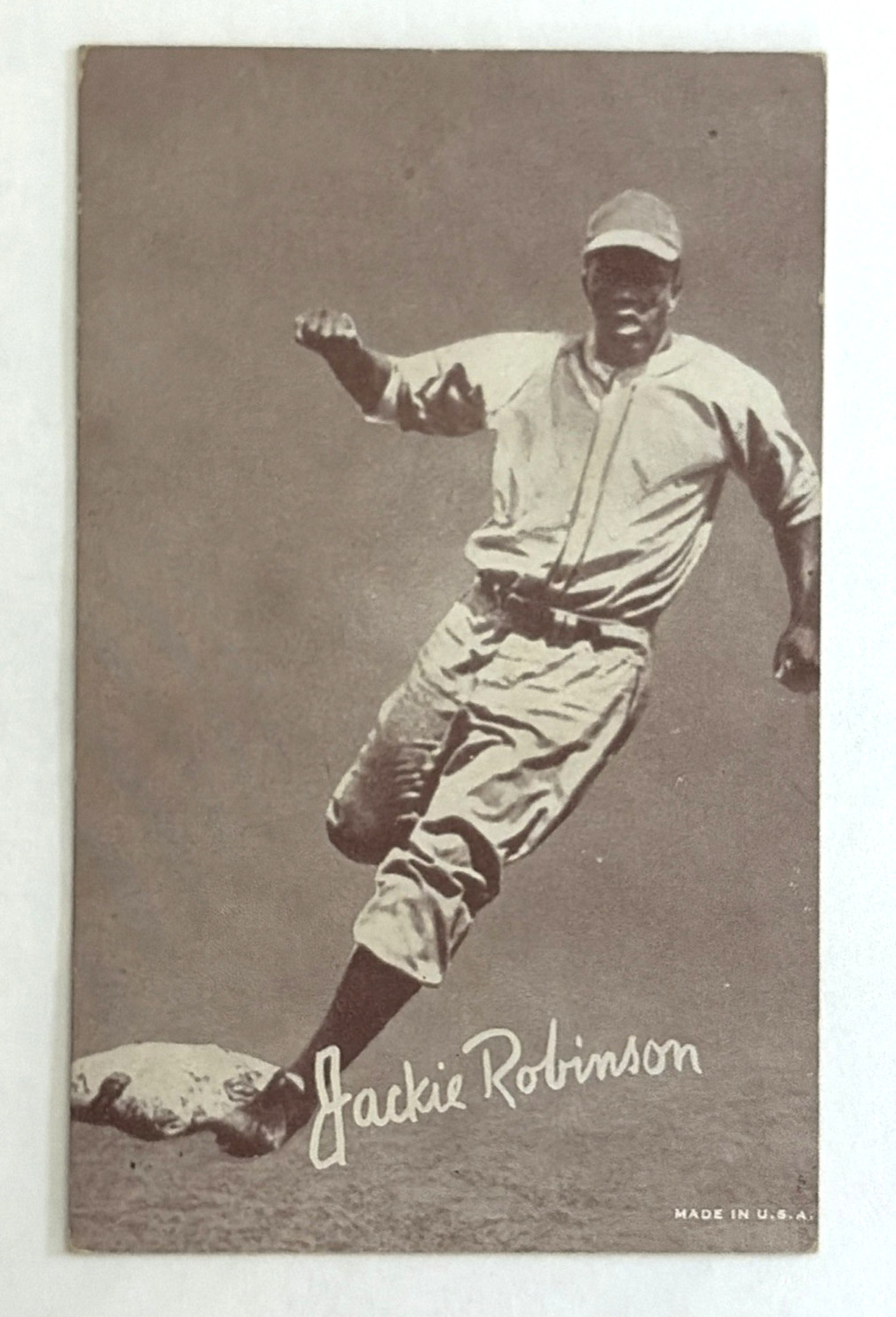 Scarce 1947-66 Jackie Robinson Exhibit Supply Arcade Card Brooklyn Dodgers Nice