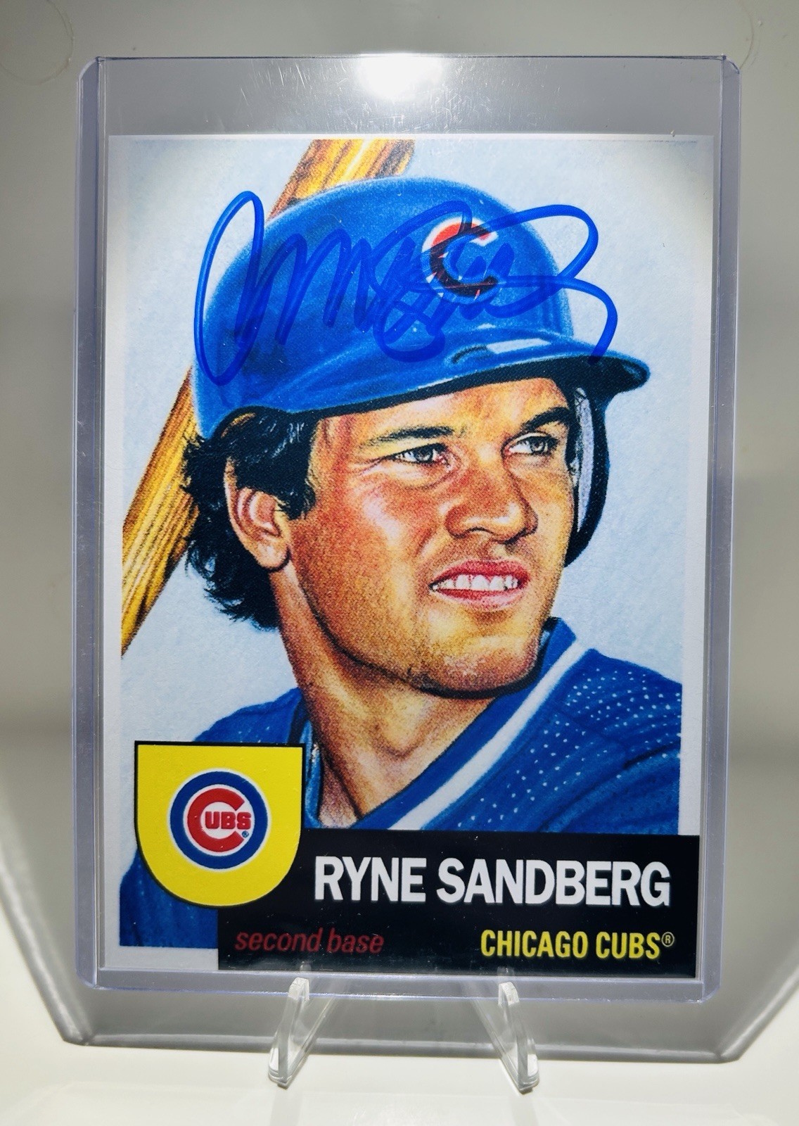 Ryne Sandberg Autographed Signed 4×6 Photo Of Topps Living Set