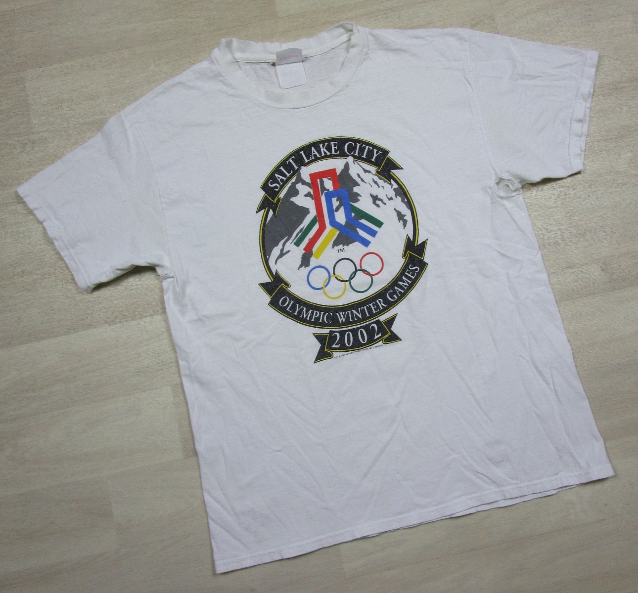Vintage 2002 Winter Olympic Games T Shirt (L) Salt Lake City Distressed Y2K