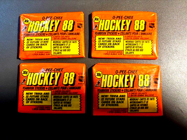 1988 OPC O-Pee-Chee NHL Hockey Stickers Sealed Wax Pack – 4 PACKS (Gum Intact)