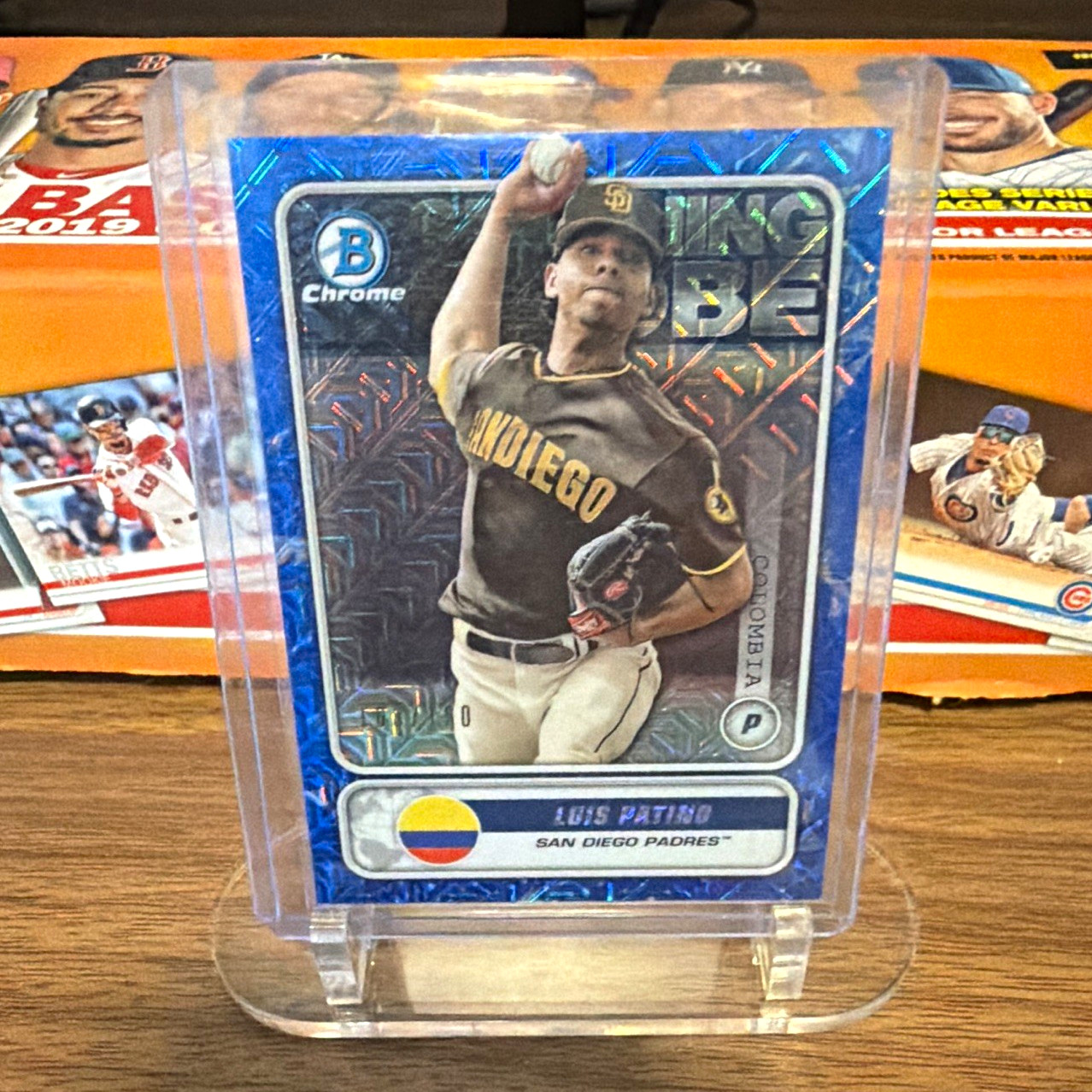 Topps 2019 Bowman Chrome Spanning Globe Luis Patino #STG-LP Padres 103/150 Blue