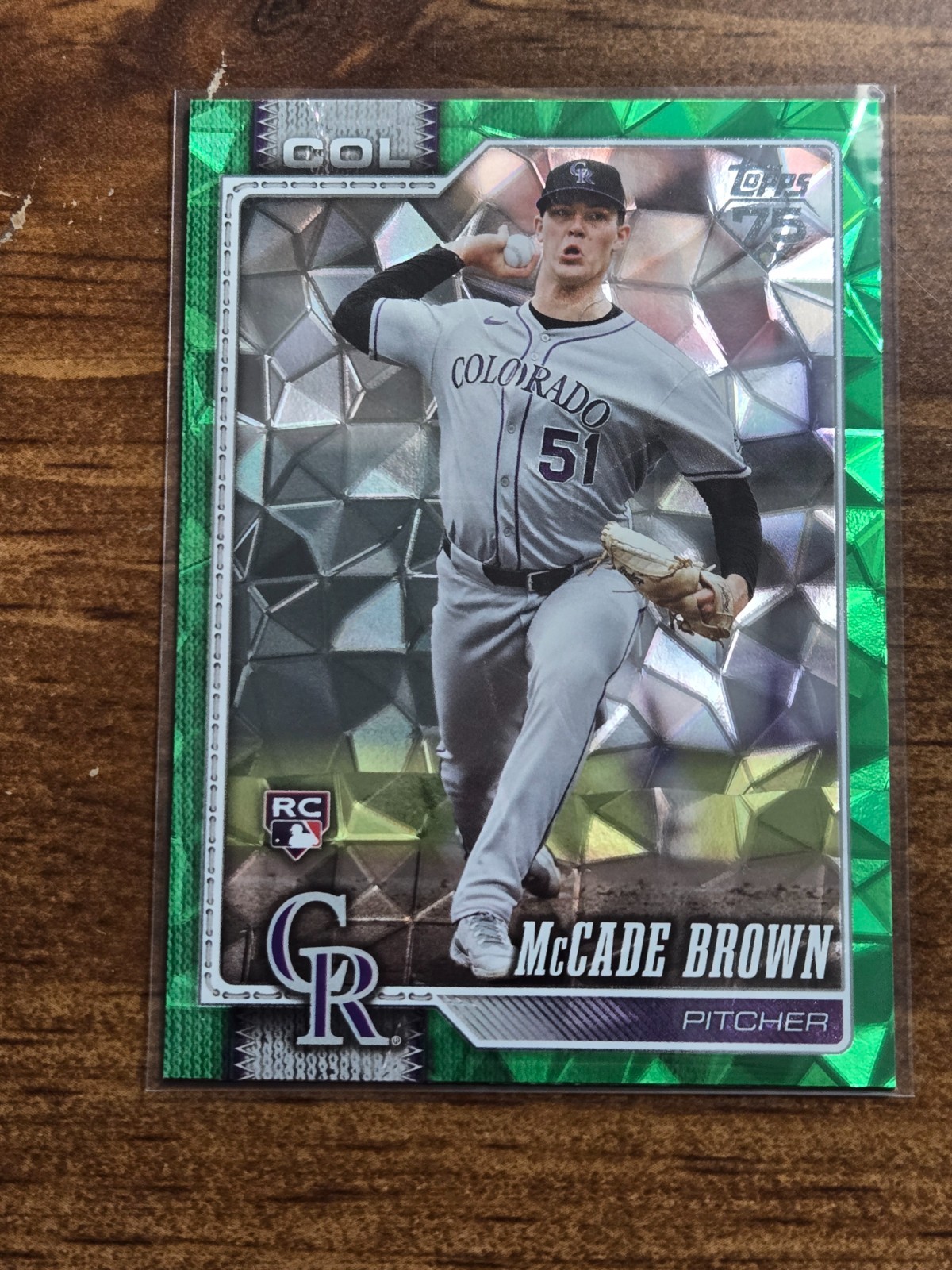 2026 Topps Series 2 McCade Brown RC #595 – Green Diamante /99 – Colorado Rockies