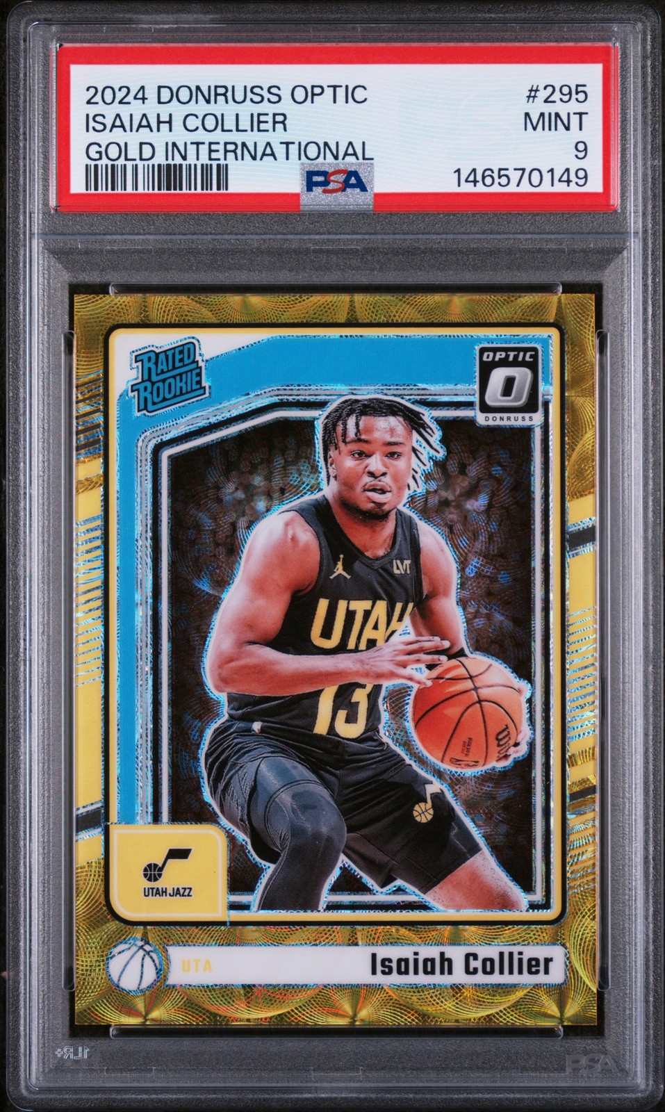 2024 PANINI DONRUSS OPTIC GOLD INTERNATIONAL #295 ISAIAH COLLIER 4/10 PSA 9